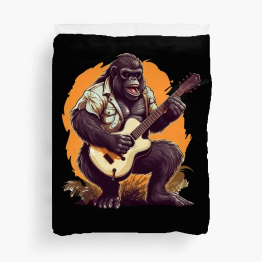 Musical Gorilla: Strumming an Acoustic Guitar Duvet Covers
