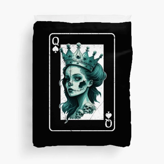 Poker Card Game Creepy Queen of Spades Gothic Duvet Covers