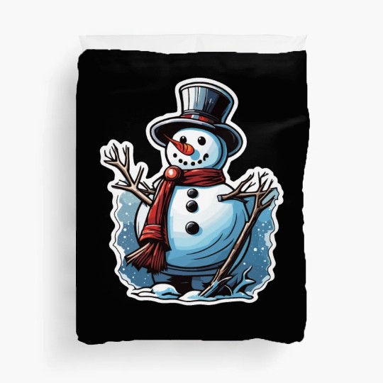 Snowman / Winter / Snowflake / White / Frosti Duvet Covers