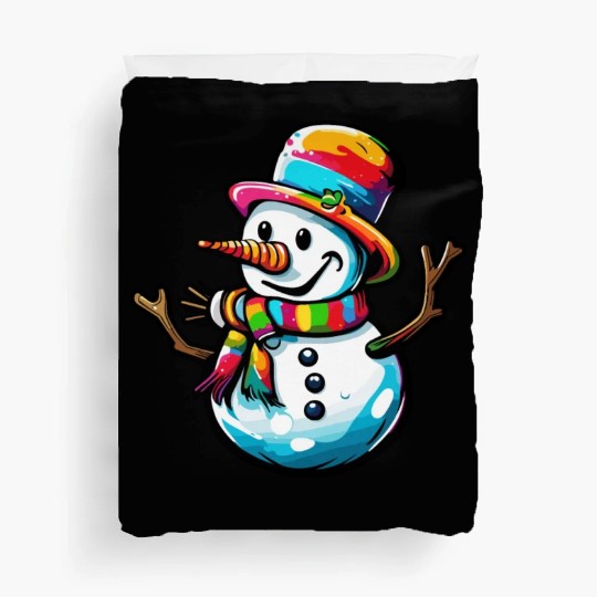 Snowman / Winter / Snowflake / White / Frosti Duvet Covers