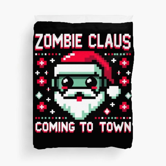 Zombie Claus - Undead Santa with an 8bit Twist Duvet Covers
