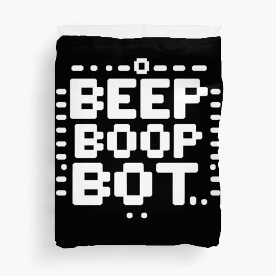 Beep Boop Bot - Retro 8-bit Robot Typography Duvet Covers