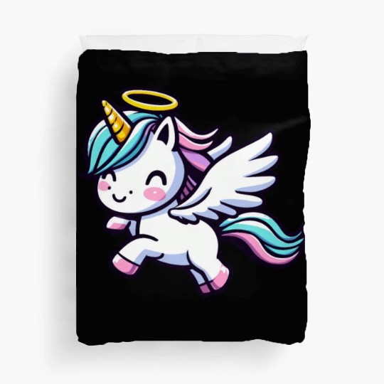 Heavenly Unicorn: Sweet Magic with Angel Wings Duvet Covers