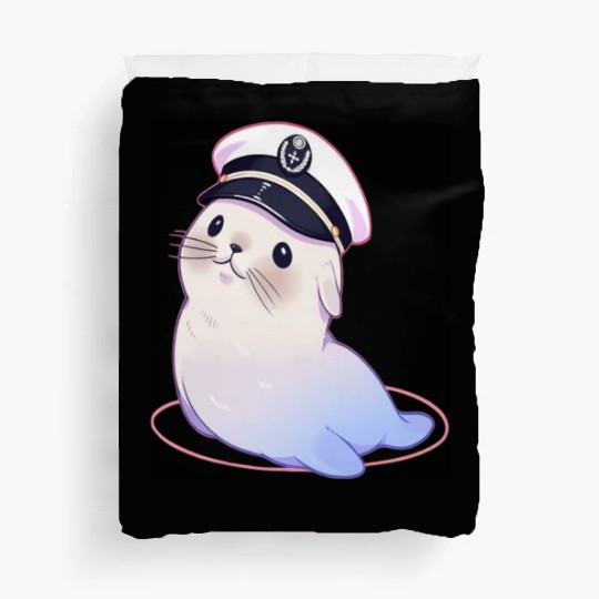 Seal Sailor Cap Boat Captain Cap Boating Seal Duvet Covers