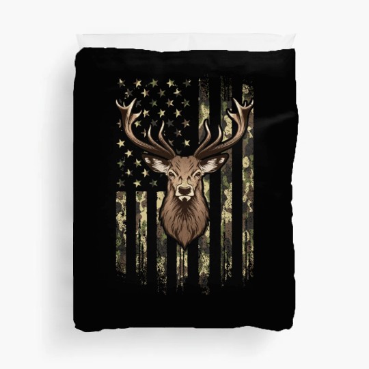 Deer Whitetail Buck American Camo Us Flag Deer Duvet Covers