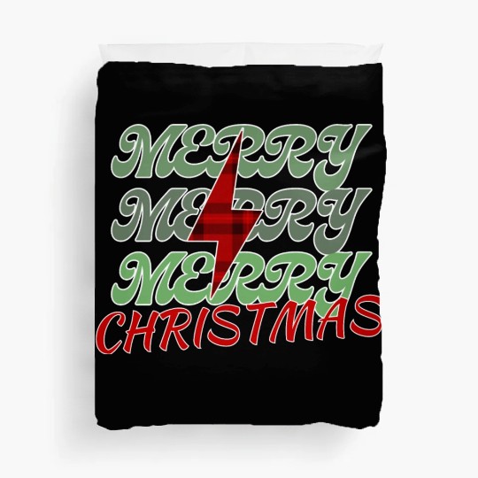 Merry christmas with lightning bolt Duvet Covers