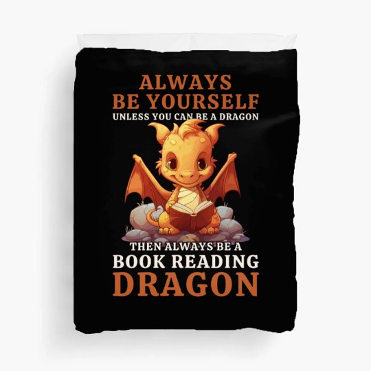 "Always Be Yourself" - Book Reading Yellow Dragon Duvet Covers