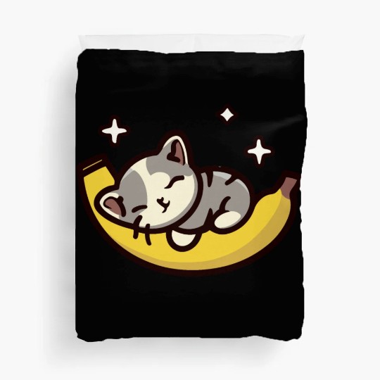 Kitten Sleeping On A Banana Duvet Covers