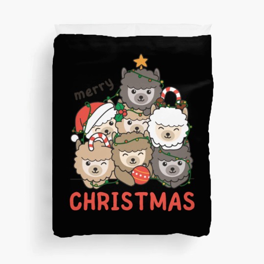 Alpaca Christmas Tree Merry Christmas Duvet Covers