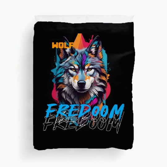 Incredible wolf face street Duvet Covers