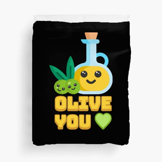 Olive You! Cute Olive I Love You Cartoon Duvet Covers