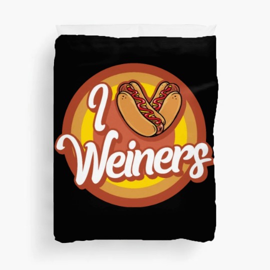 Hotdog Duvet Covers, I Love Weiners Heart Hotdogs Cute