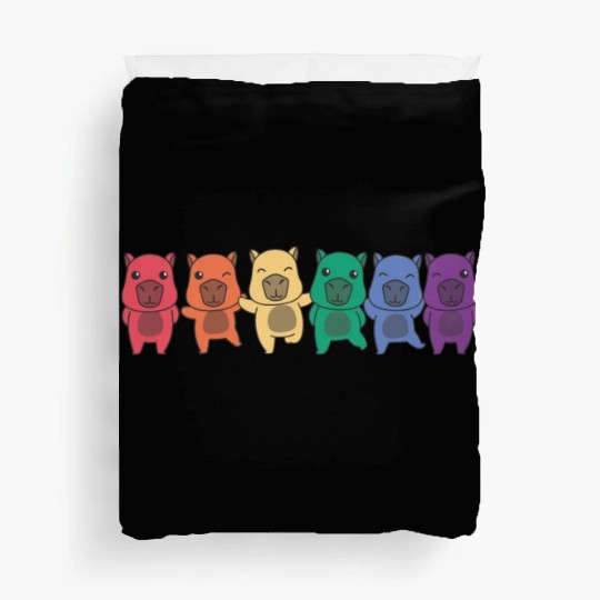 Rainbow Capybara Flag Pride Lgbtq Cute Animals Duvet Covers