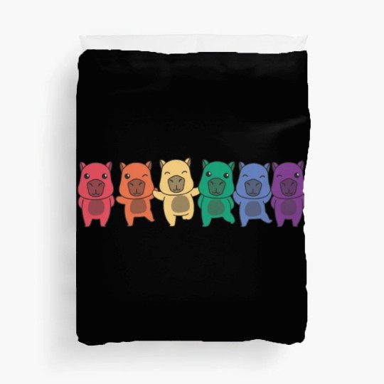 Rainbow Capybara Flag Pride Lgbtq Cute Animals Duvet Covers