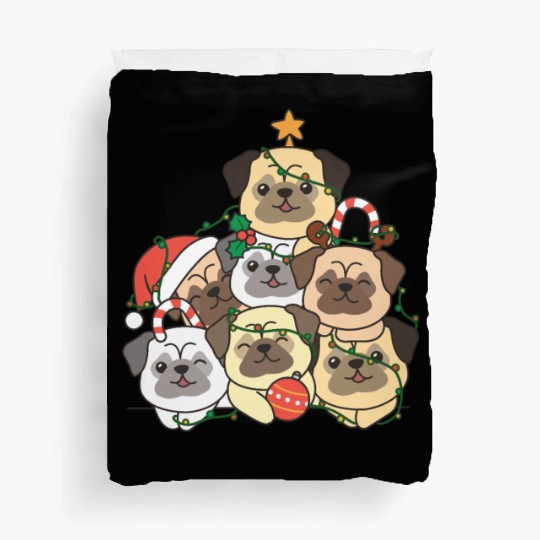 Pug Christmas Tree Funny Animal Christmas Duvet Covers