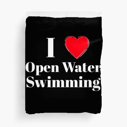 I Love Open Water Swimming Red Heart White Duvet Covers