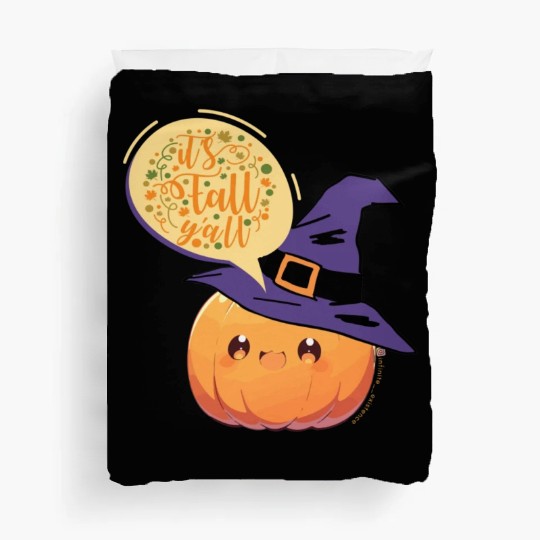 Cute Little Witch Pumpkin WithFall Greeting Duvet Covers