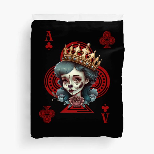 Ace of Clubs Bone Skull Queen Creepy Gothic Duvet Covers