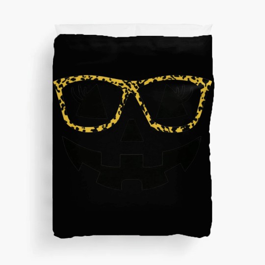 Jack O Lantern Cute Face Pumpkin with Leopard Prin Duvet Covers