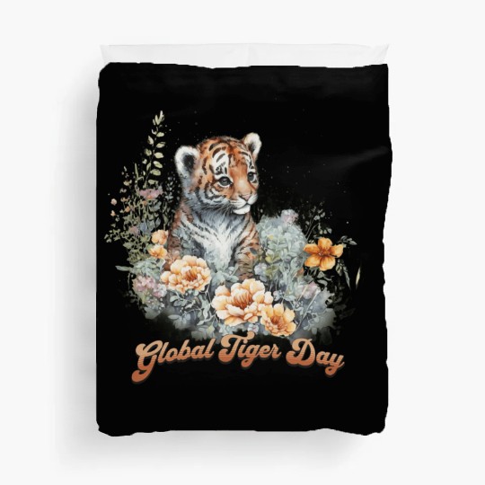 Global Tiger Day Watercolor Cub Duvet Covers
