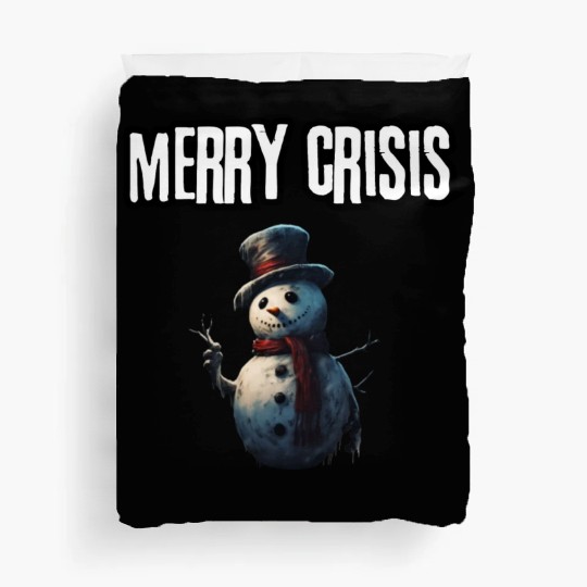 merry crisis, snowman, humorous, merry christmas Duvet Covers