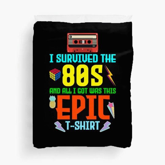Retro Nostalgia Collage I Survived the '80s' Epic Duvet Covers