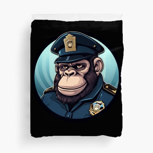 Police gorilla Duvet Covers