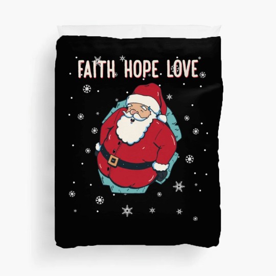 Faith Hope Love Religious Family Christmas Santa Duvet Covers