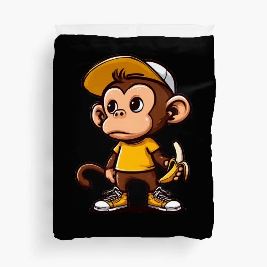 Cool monkey with banana Duvet Covers