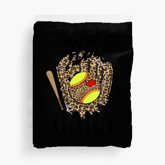 Softball Nana Leopard Game Day Softball Lover Duvet Covers