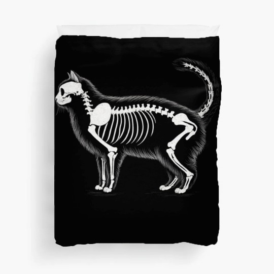 Anatomy of a Cat: Skeleton in Monochrome Duvet Covers