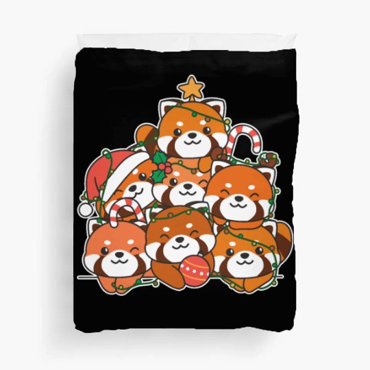 Red Panda Christmas Tree Funny Animal Duvet Covers
