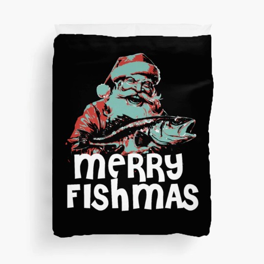 Funny Santa Claus Fishing Merry Fishmas Christmas Duvet Covers