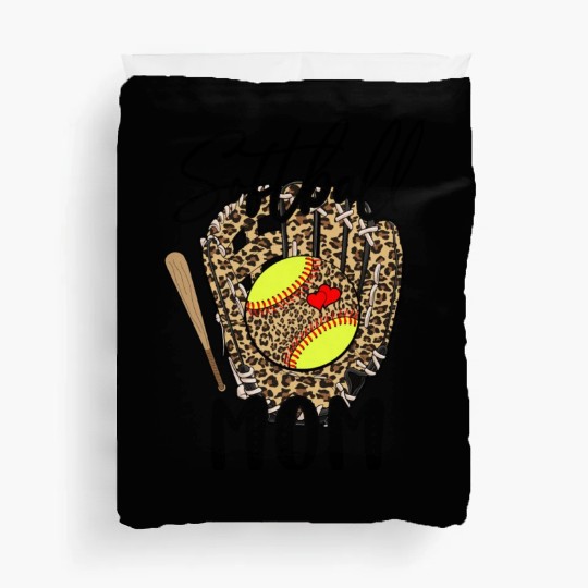 Softball Mom Leopard Game Day Softball Lover Duvet Covers