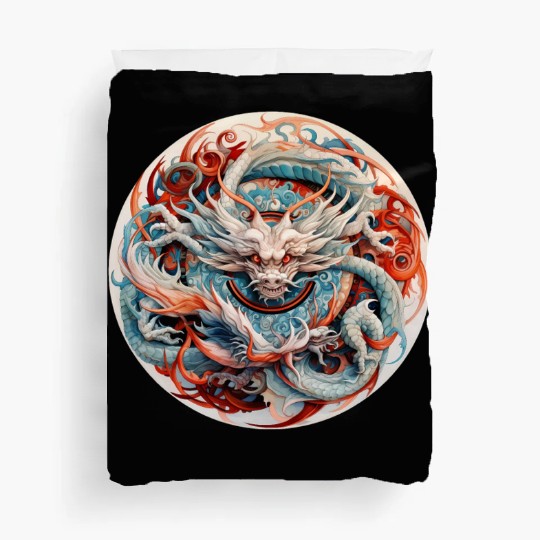 Chinese Dragon Mandala Art Duvet Covers