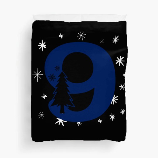 9 White Christmas Stars - Blue Number Nine Duvet Covers