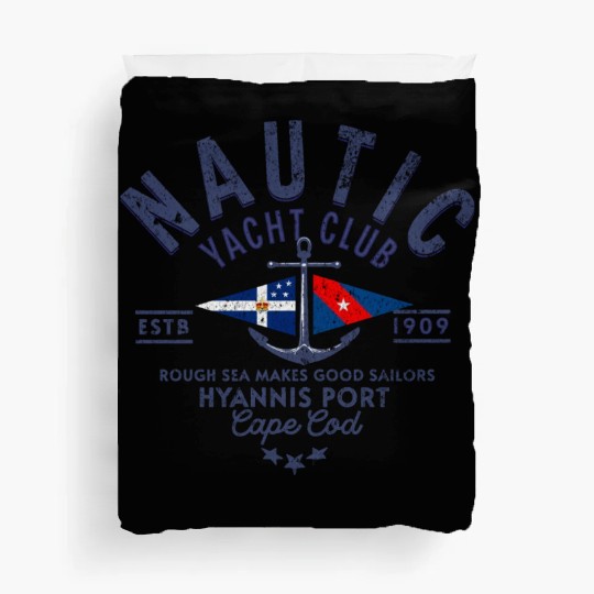 Nautic Yacht Club Emblem Design Duvet Covers