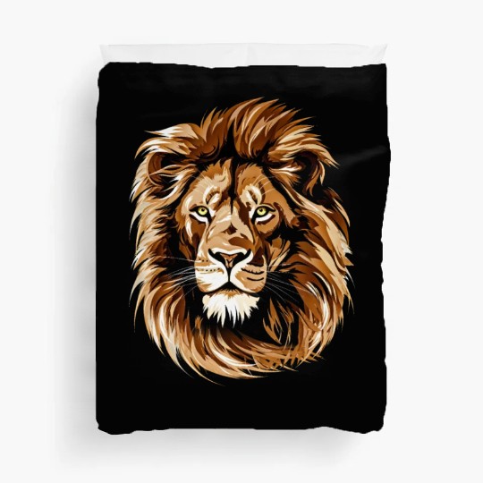 lion brown head in the style of detailed Duvet Covers