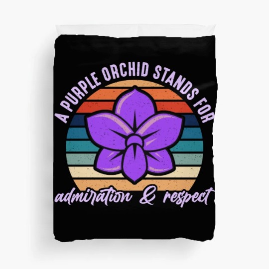 Orchids A Purple Orchid Stands Retro Horticulture Duvet Covers