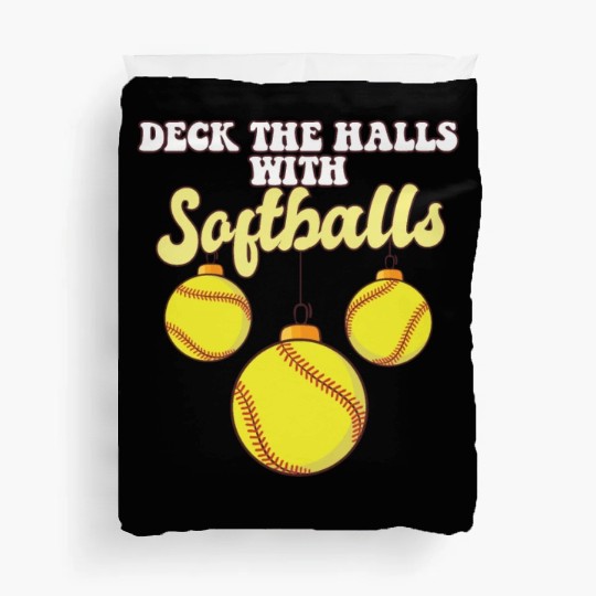 Softball Player Catcher Christmas Balls Deck The Duvet Covers