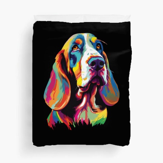 Watercolor Colorful Basset Hound Duvet Covers
