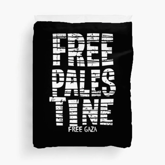 free palestine white Duvet Covers