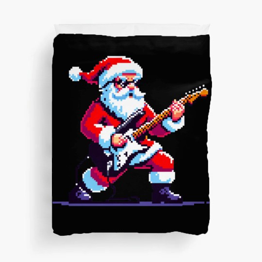 Rocking Santa 8-Bit Pixel Art Duvet Covers
