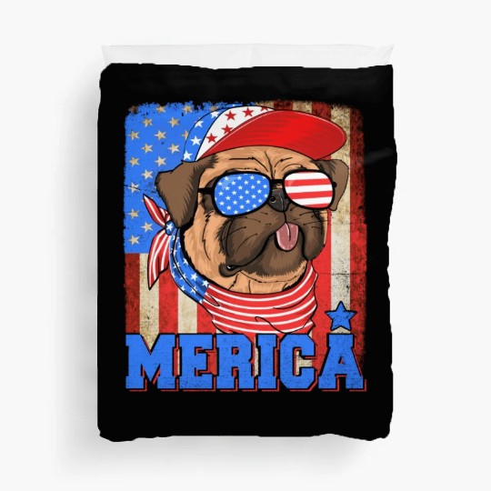 Funny Merica Retro Flag Us American Bulldog Duvet Covers