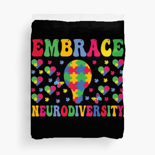 embrace neurodiversity - Embrace ADHD Autism ASD Duvet Covers