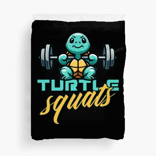 Turtle squats funny gym animals Duvet Covers