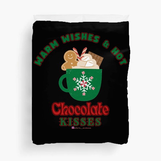 Warm Wishes & Hot Chocolate Kisses Greetings Duvet Covers
