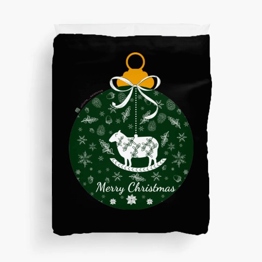 Green Lamb Christmas Ornament Duvet Covers