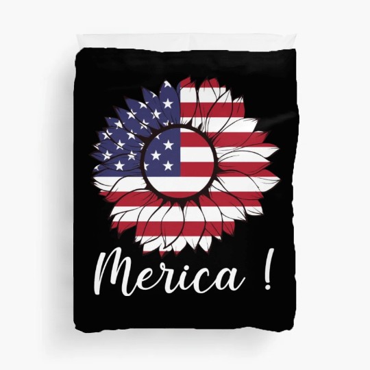 Merica Sunflower Usa Flag Duvet Covers