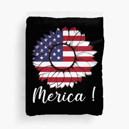 Merica Sunflower Usa Flag Duvet Covers